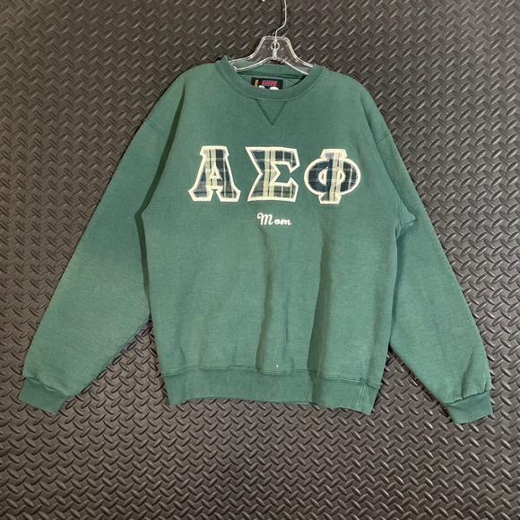 Soffe Sweaters - Alpha Epsilon Phi Soffe Heavy Cotton Green Crewneck Pullover Sweater Women's L